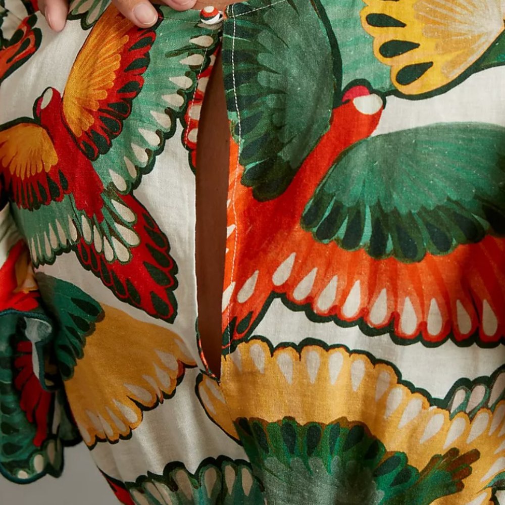 FARM Rio Ruffle-Sleeve Linen Jumpsuit Tropical - Picture 3 of 15